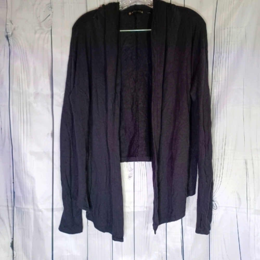 Athleta hooded open front draped minimalist athletic cardigan
